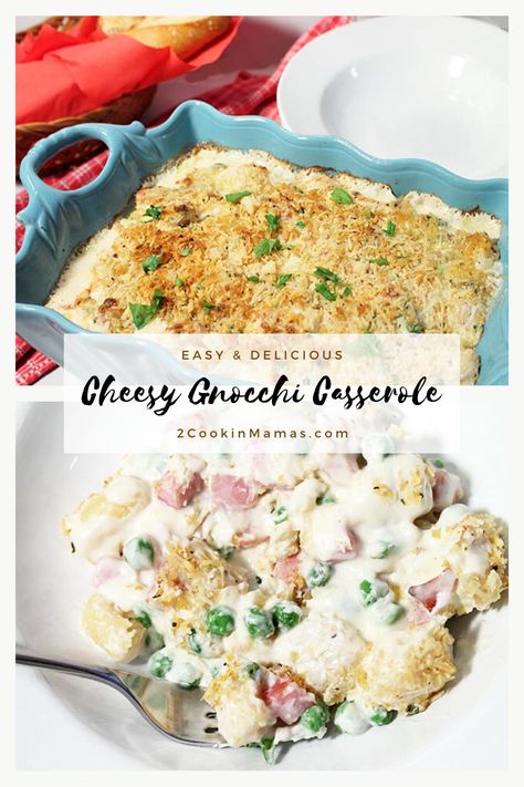 Baked Gnocchi Casserole, Ham Gnocchi Recipes, Cheesy Gnocchi Bake, Ham And Gnocchi Recipes, Creamy Gnocchi With Ham And Peas, Ham Cheese Pasta Casserole, Cheesy Gnocchi Casserole With Ham And Peas, Gnocchi Creamy, Gnocchi Casserole