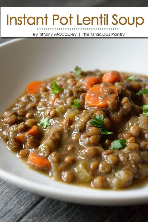 Lentil Soup Recipe Instant Pot, Lentil Soup Instant Pot, Soup Recipes Vegetarian, Soup Recipe Instant Pot, Vegan Lentil Soup Recipes, Instant Pot Lentil Soup, Green Lentil Soup, Winter Soup Recipes, Soup Instant Pot