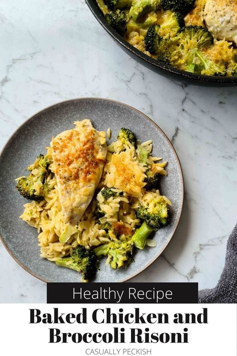 Golden brown parmesan cheese, lightly charred broccoli and juicy chicken breasts. Perfectly paired with some creamy and super flavourful risoni/orzo. This one-pot baked chicken and broccoli risoni is a fantastic, simple weeknight dinner that can be put together quickly. Baked Chicken And Broccoli, Orzo Easy, Seasoned Broccoli, Charred Broccoli, Chicken Broccoli Cheese, Chorizo Pasta, Pasta Substitute, Baked Recipes, Seared Chicken Breast