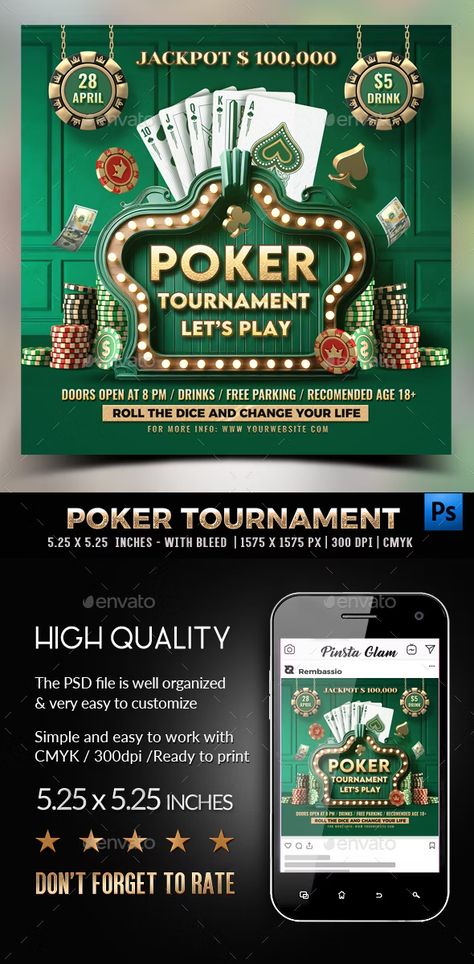 Poker Tournament Flyer, Print Templates | GraphicRiver Advertising Flyers, Poker Tournament, Poker Night, Casino Chips, Club Parties, Now Open, Slot Machine, Promote Your Business, Blackjack