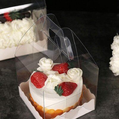 Ideal containers for putting cakes, desserts, cupcakes, cookies, macaron snacks or fruit, etc. | Prep & Savour Araban Cake Box Plastic, Size 5.12 H x 5.12 W x 5.12 D in | Wayfair | Organization Cake Natal, Containers Organization, Cake Transparent, 4 Inch Cake, Desserts Cupcakes, Clear Cake, Cupcake Packaging, Macaron Cake, Pull Apart Cupcakes