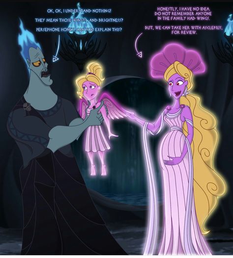 hades and Persephone starting at family Daughter Of Hades, Angelic Wings, Hercules Disney, Greek Mythology Humor, Disney Hercules, Funny Disney Memes, Greek Gods And Goddesses, Biological Father, Percy Jackson Fan Art