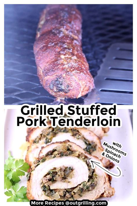 Grilled Stuffed Pork Loin, Recteq Recipes, Grilling Recipes Pork, Best Pork Recipe, Marinated Pork Chops, Bbq Pork Chops, Leftover Pork, Smoked Food, Stuffed Pork