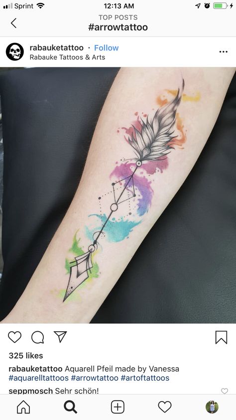 Arrow Tattoo Watercolor, Watercolor Arrow Tattoos For Women, Feather Arrow Tattoo For Women, Feather Arrow Tattoo, Tattoo Aftercare Tips, Arrow Forearm Tattoo, Watercolor Arrow Tattoo, Wind Tattoo, Arrow Tattoos For Women