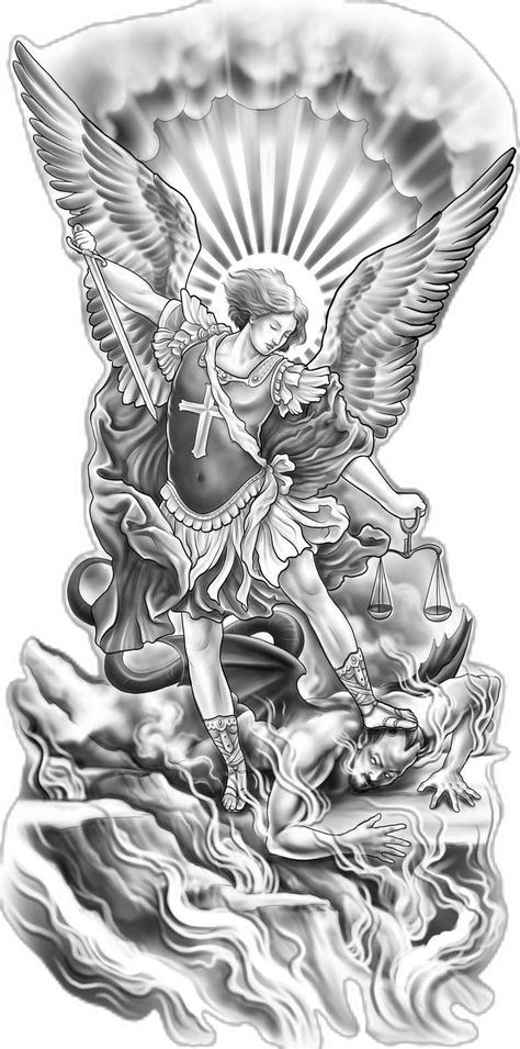 Atlas Tattoo Stencil, Half Sleeve Tattoo Drawings Sketches, Archangel Michael Tattoo For Men, Heaven Vs Hell Tattoo, Mens Upper Arm Tattoo, Inner Bicep Tattoos For Women, Michael Archangel Tattoo, Inside Arm Tattoo Men, Michael The Archangel Tattoo