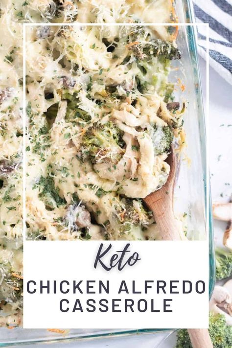 Keto Chicken Broccoli Alfredo Casserole, Keto Alfredo Chicken Bake, Alfredo Chicken Bake, Shredded Chicken Recipes Easy, Keto Chicken Alfredo, Keto Alfredo, Alfredo Chicken, Chicken Alfredo Casserole, Alfredo Bake