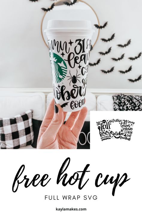 Get your free full wrap downloads on kaylamakes.com. Venti, Grande, and hot travel starbucks cups. Coffee Cup Template, Cup Template, Starbucks Cup Design, Starbucks Cup Art, Cricket Crafts, Circuit Crafts, Starbucks Diy, Cricut Explore Projects, Cricut Projects Beginner