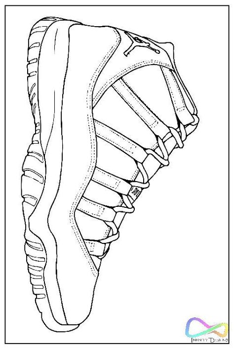 Jordan Sneakers Printable, Shoe Drawing Jordan, Jordan Shoes Coloring Pages, Jordan 11 Drawing, Jordan 4 Drawing, Air Jordan Drawing, How To Draw Jordans, Jordan Coloring Pages, Elvis Drawing