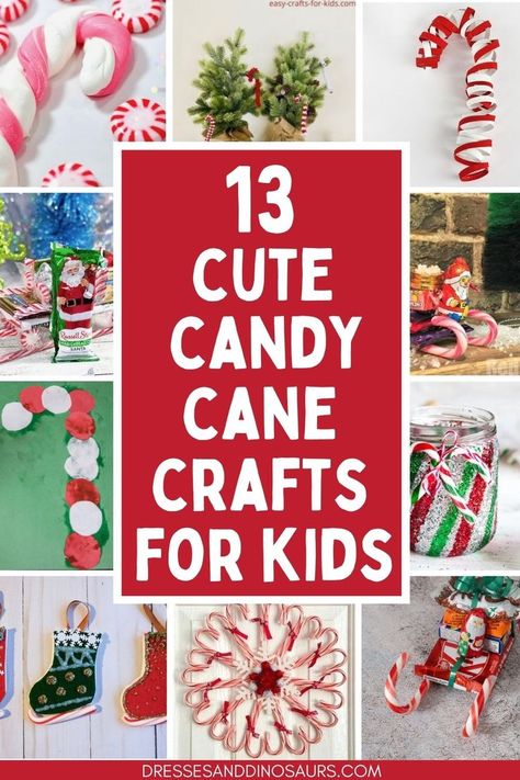 Fingerprint Candycane Craft, How To Make Candy Canes Decorations, Mini Candy Cane Ideas, Christmas Crafts With Candy Canes, Candy Cane Paper Crafts, Candy Cane Ideas For Kids, Candy Cane Diy Crafts, Mini Candy Cane Crafts, Reindeer Candy Canes Craft