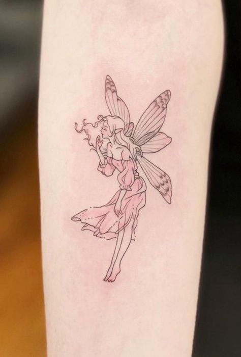 Fairy And Moon Tattoo, Cute Fairy Tattoo, Fairytale Tattoo Ideas, Fairytale Tattoos, Fairytale Tattoo, Small Fairy Tattoos, Personal Tattoos, Tattoo Fairy, First Tattoo Ideas