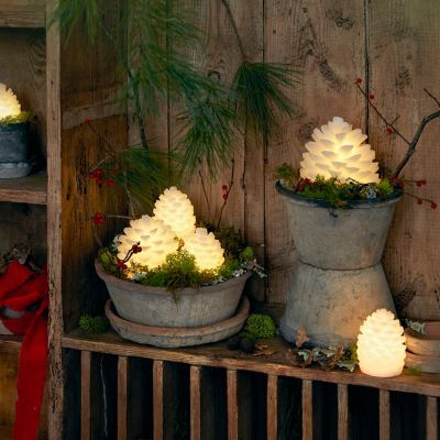 Home - Holiday - Shop All Holiday - Terrain Winter Planter, Fire Pots, Globe Ornament, Fire Clay, Creative Living, Winter Forest, Hand Poured Candle, White Led Lights, Holiday Home Decor