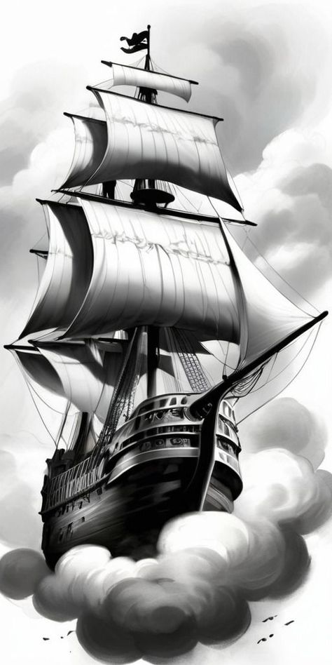 Clipper Ship Tattoo, Ship Tattoo Design, Drawing White On Black, Gucci Tattoo, Ship Sketch, Bald Eagle Art, Boat Tattoo, Wrist Tattoo Ideas, Small Sketchbook