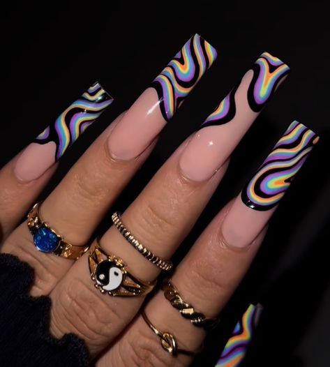 Drip Nails, Colored Acrylic Nails, Nails Design With Rhinestones, Dope Nail Designs, Exotic Nails, Long Square Acrylic Nails, Unique Acrylic Nails, Yes Or No, Square Acrylic Nails