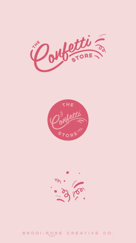 The Confetti Store Pink & Modern Branding Design A one-stop shop for all your party needs. They inspire celebration, joy and excitement with their DIY party kits. This small business branding design is modern, fun, colourful, joyful, positive and was designed to appeal to mothers shopping online. The branding style guide includes typography, logo, colour palette, custom Canva social media templates for Facebook, Instagram, Pinterest, A4 Document templates, brand icons and web design elements. Candy Store Branding, Graphic Design Business Logo, Confetti Graphic Design, Counseling Branding, Branding Style Guide, Pink Branding, Canva Social Media Templates, Brand Identity Colors, Sweet Logo