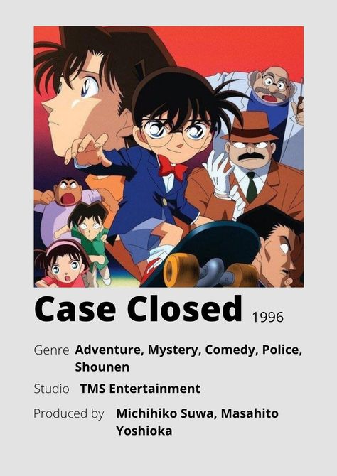 Case Closed Anime, Anime Watchlist, Poster Information, Anime Minimalist Poster, Animes To Watch, Anime Printables, Anime Watch, Anime Version, Goku Black