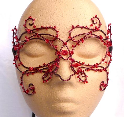 Masquerade Mask Costume, Wire Mask, Ball Mask, Red Vines, Masked Ball, Mask Costume, Masks Masquerade, 16th Birthday Party, Masquerade Mask