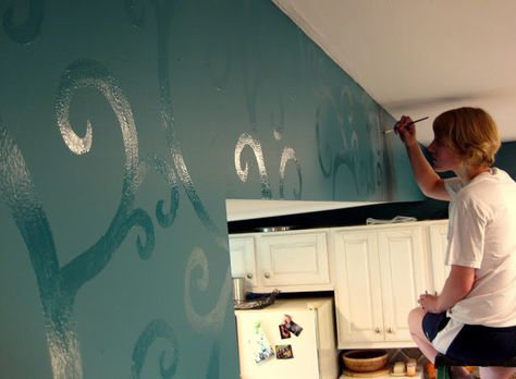 Budget Kitchen Updates! {Accent Wall and Faux Painted Backsplash!} - Reality Daydream High Gloss Paint, Flat Paint, Gloss Paint, Kids' Room, My New Room, My Dream Home, Home Interior, Home Deco, Backsplash