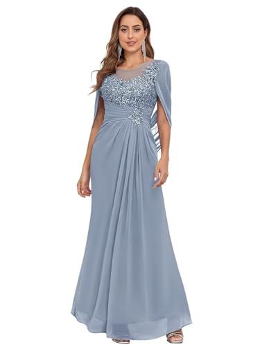 Mollyevers Mermaid Chiffon Mother of The Bride Dresses for Wedding with Cape Sleeves Lace Formal Mother of The Groom Dress Bride Dresses Mermaid, Bride Dresses With Sleeves, Long Mothers Dress, Chiffon Cape, Mother Of The Bride Dresses Long, Dresses Beach, Mermaid Evening Gown, Groom Dresses, Dresses Mermaid