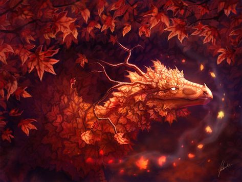 Dragon Wallpaper, Fiction Idea, Beautiful Dragon, Dragon Pictures, Autumn Forest, Dragon Art, Giclee Art, Giclee Art Print, Fantasy World