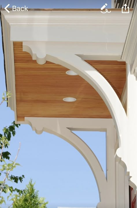 Eyebrow Roof Over Front Door, Back Door Awnings Exterior, Front Door Roof Overhang Diy, Wooden Awnings Over Windows, Door Pergola Entrance, Exterior Stone House, Front Door Surround, Portico Ideas, Entry Vestibule