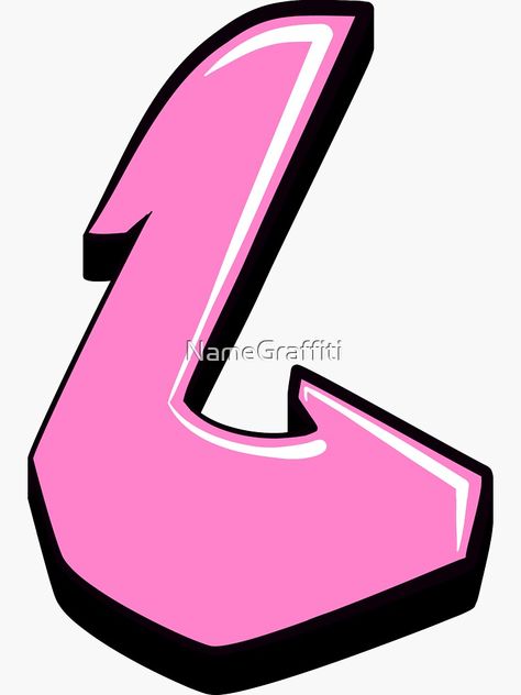 L Graffiti Letter, Letter L, Graffiti Styles, Graffiti Lettering, Sticker Design, Vinyl Sticker, Graffiti, For Sale, Pink