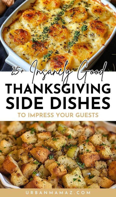 Looking for insanely good Thanksgiving side dishes to impress your guests? Check out this list of 25+ best Thanksgiving sides ideas that are simple and easy to make. Easy Thanksgiving Recipes Sides, Best Thanksgiving Sides, Thanksgiving Sides Recipes, Thanksgiving Sidedish, Make Ahead Thanksgiving, Easy Thanksgiving Sides, Classic Mashed Potatoes, Wild Rice Pilaf, Thanksgiving Dinner Ideas