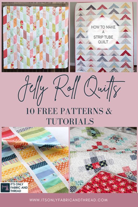 These are 10 patterns and tutorials that are free and use jelly rolls! These are great for beginner quilters and new quilters. Free Jelly Roll Quilt Patterns, Jelly Roll Quilts, Moda Jelly Rolls, Quilt Corners, Jelly Roll Quilt, Granny Square Quilt, Jelly Roll Patterns, Jelly Roll Quilt Patterns, Quilt Square Patterns