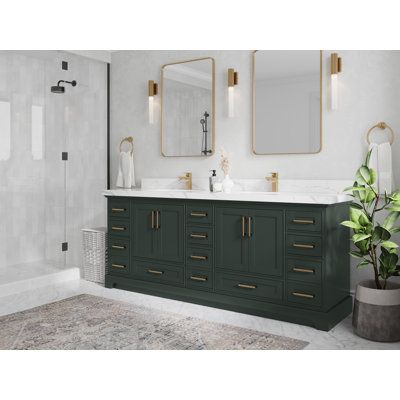 Lafayette Green, Calacatta Nuvo, Carrara Quartz, Ideal Bathrooms, Double Sink Bathroom, Double Sink Vanity, Vanity Countertop, Double Sink Bathroom Vanity, Sink Bathroom Vanity