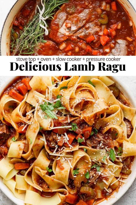 Lamb Ragu Slow Cooker, Lamb In The Slow Cooker, Lamb Ragu Recipe Slow Cooker, Stewing Lamb Recipes, Ground Lamb Slow Cooker Recipes, Braised Lamb Ragu, Diced Lamb Recipes Slow Cooker, Slow Cooked Lamb Recipes, Lamb Ragout Recipes