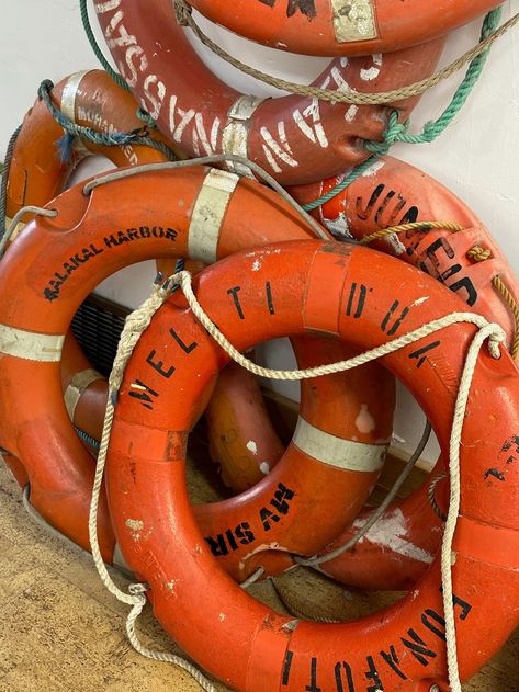 Lot of 3 Vintage Ship Life Ring Preserver Buoys, Salvaged From Old Ships, Average Size 30 Diameter - Etsy Buoys Art, Life Preserver Ring, Buoy Decor, Ship Life, Sea Bathroom, Lake Kitchen, Ship Name, Vintage Ship, Boat Decor