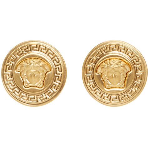 Versace Gold Medusa Medallion Earrings ($275) ❤ liked on Polyvore featuring jewelry, earrings, yellow gold earrings, versace jewelry, versace, gold earring set and yellow gold jewelry Versace Gold Jewelry, Versace Jewellery, Medallion Jewelry, Medusa Medallion, Large Gold Earrings, Medallion Earrings, Versace Earrings, Versace Gold, Versace Jewelry