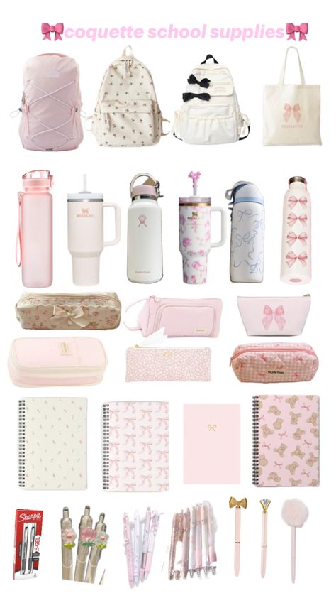 Wishlist of school supplies that are coquette/pink themed Coquette School Supplies, Pink School Supplies, Coquette School, Coquette Pink, Rory Gilmore, School Supplies, Pink