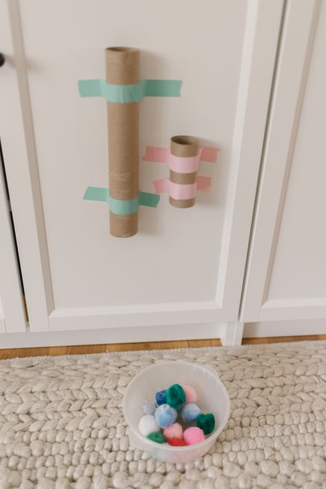 Things To Do With Her, Baby Sensory Play, Baby Play Activities, Toddler Sensory, Baby Learning Activities, Toilet Paper Rolls, Montessori Baby, Ball Drop, Attention Span