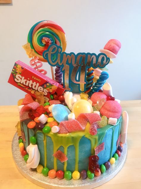 Skittles Cake, Candy Skittles, Homemade Cakes, Birthday Cake, Candy, Cake, Birthday