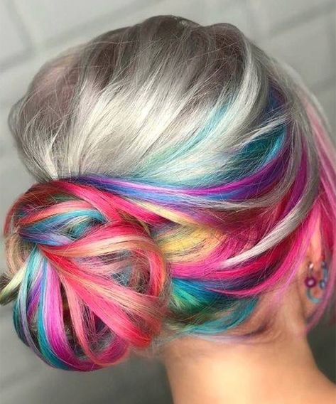 Underlights Hair, Pulp Riot Hair Color, Pulp Riot Hair, Rainbow Hair Color, Hair Color Pastel, Multicolored Hair, Ombré Hair, Bright Hair, Festival Hair