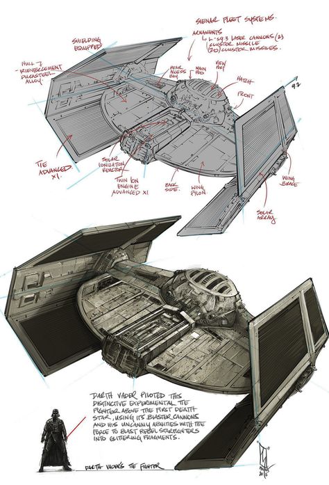 Darth Vader's TIE Advanced x1, by Shane Molina Darth Vader Tie Fighter, Star Wars Infographic, Star Wars Spaceships, Star Wars Models, Star Wars Vehicles, Cuadros Star Wars, Star Wars Concept Art, Star Wars Empire, Star Wars Film