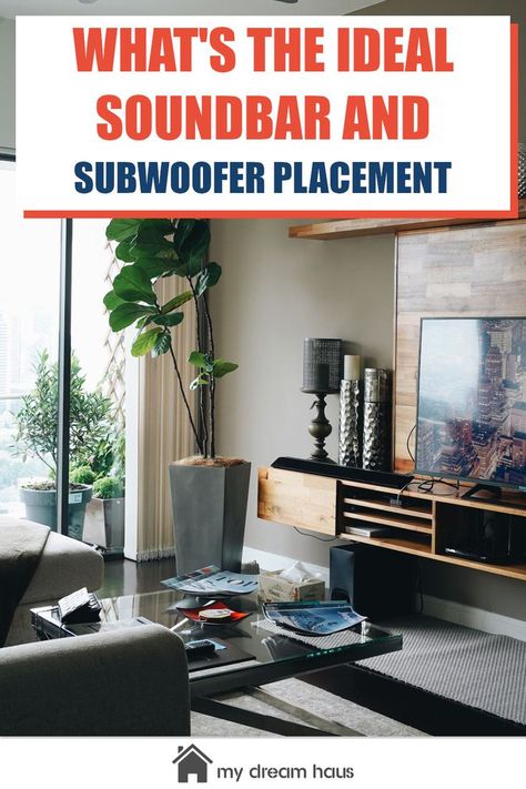 After buying a soundbar with subwoofer package, you might wonder where to place them. Thankfully, finding the ideal soundbar and subwoofer placement is simple. Home Theater Snack Bar, Bar In Living Room, Home Theater Basement, Living Room Home Theater, Basement Decoration, Home Theater Decor, Neon Signs Home, Aesthetic Living Room, Home Theater Rooms