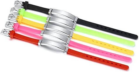 Pack of 2 Assorted Color Personalized Stainless Steel Soft Silicone Child Safety ID Bracelets Adjustable Anti-Lost ID Wristbands for Kid Girls Boys, Customized Child ID Bracelets : Amazon.ca: Baby Bracelets Adjustable, Stainless Bracelet, Id Bracelets, Child Safety, Wristbands, Soft Silicone, Toddler Boys, Cute Gifts, Stainless Steel