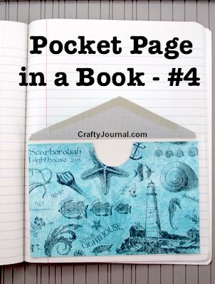 Pocket Page in a Book – Idea #4 Pocket Page Scrapbooking, Journal Pockets, Altered Book Journal, Journal Questions, Pocket Pages, Book Crafts Diy, Scrapbooking Journal, Book Diy, Journal Stuff