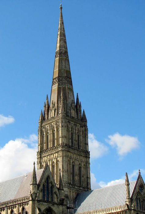 SALISBURY CATHEDRAL SPIRE IS THE TALLEST CHURCH SPIRE IN THE UNITED KINGDOM AT 404'. Spire Architecture, Tiger Pumpkin, Salisbury Cathedral, La Traviata, Gothic Elements, Sports Science, Gothic Windows, Gothic Cathedral, Gothic Church