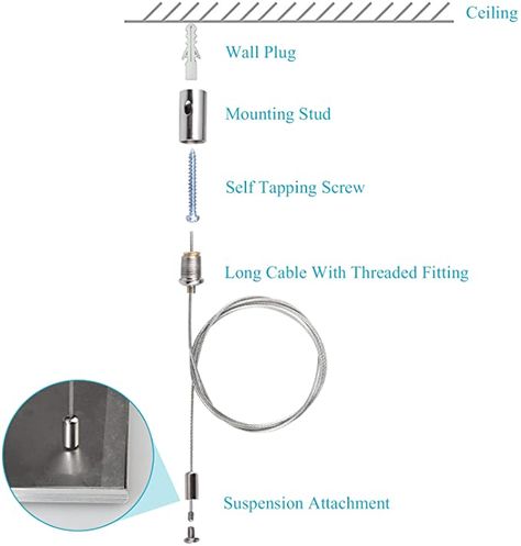 OTTFF 4 Pcs Lighting Light Suspension Cables Kit Steel Hanging Chains, Per Strip Load 6.6 Ib 3 ft for LED Panel Light Shop Lights Aquarium Lights, Attachments Included - - Amazon.com Floating Table Diy, Lighting Cable, Shop Lights, Led Signage, Bathroom Color Schemes, Shelving Design, Ceiling Detail, Suspended Ceiling, Lan Can