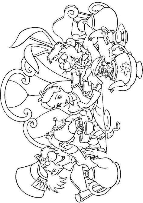 Coloring Page Wonderland Coloring Pages, Character Coloring Pages, Alice In Wonderland Coloring, Disney Colouring Pages, Coloring Pictures For Kids, Alice In Wonderland Drawings, Alice In Wonderland Disney, Wonderland Tattoo, Alice In Wonderland Tea Party