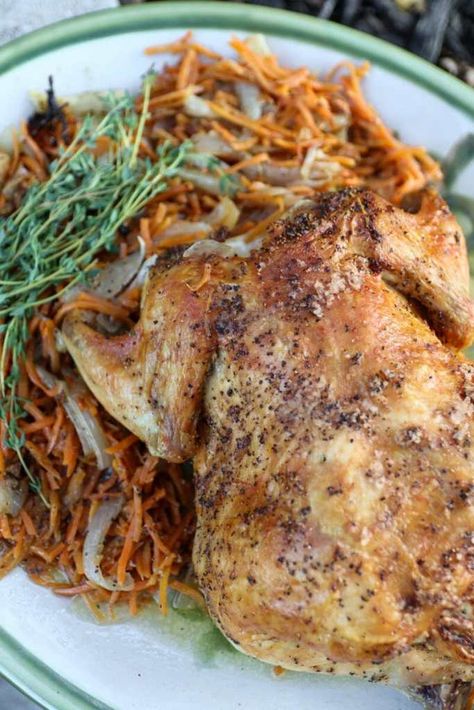 Ina Roast Chicken, Ina Garten Roast Chicken, Chicken Giblets, Barefoot Contessa Recipes, Perfect Roast Chicken, Thyme Chicken, Perfect Roast, Roast Chicken, Roasting Pan