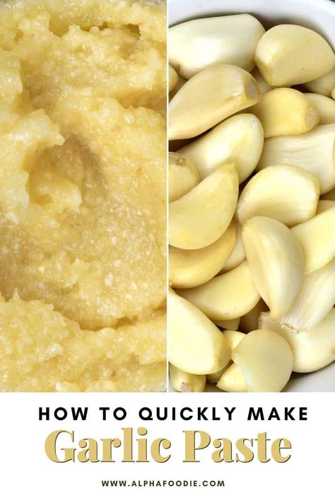 Garlic Paste Recipe Homemade, Diy Garlic Paste, Garlic Puree How To Make, How To Make Garlic Paste, Minced Garlic Recipes, Ginger Paste Recipe, Freezing Garlic, Homemade Staples, Garlic Puree