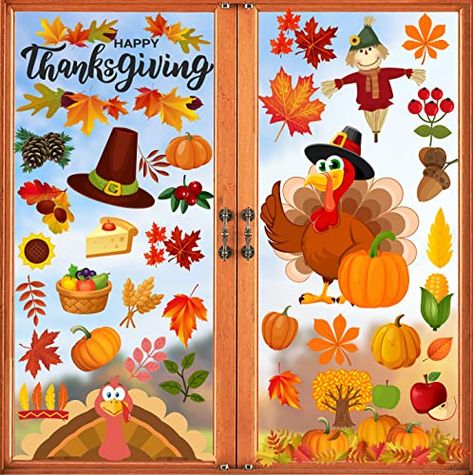 Happy Storm Thanksgiving Window Clings for Glass Window, Double Sided Fall Turkey Window Stickers Deals Decor for Home Office Decorations, Thanksgiving Decorations Indoor Thanksgiving Window Display, Thanksgiving Living Room Decorations, Thanksgiving Tabletop Decor, Thanksgiving Party Decor, Halloween Window Clings, Pumpkin Turkey, Thanksgiving Cartoon, Turkey Decor, Window Decorations