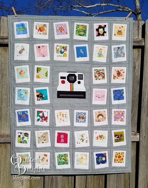 Neon Quilt, Polaroid Quilt, Quilt Big, Finished Quilts, I Spy Quilt, Photo Quilts, Fabric Postcards, Tshirt Quilt, Cute Quilts