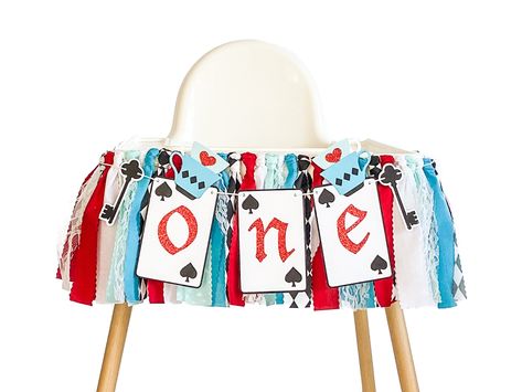 Wonderland Party Decorations, Alice In Wonderland Tea Party Birthday, 1st Birthday Girl Decorations, Onederland Birthday Party, Birthday Highchair, Girls Birthday Party Decorations, 1st Birthday Girl, Highchair Banner, Alice In Wonderland Birthday