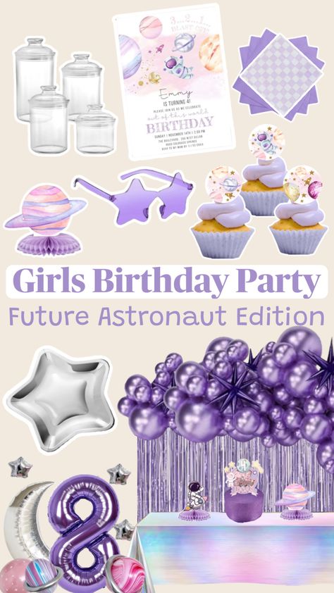 Future Astronaut Girls Birthday Party! 👩‍🚀🚀💜 #spacebirthday #girlsbirthday #girlsbirthdaypartyideas #birthday #spacebirthdayideas #astronautbirthday #girlsastronautbirthday #spacebirthdayparty #astronautbirthdayparty  Follow my shop @Chelsalately on the @shop.LTK app to shop this post and get my exclusive app-only content!  #liketkit #LTKfamily #LTKkids #LTKparties @shop.ltk https://liketk.it/4yjsI Planet Balloons, Girls Birthday Party Ideas, Astronaut Party, Space Birthday Party, Space Girl, Space Birthday, Girls Birthday, Outer Space, Balloons