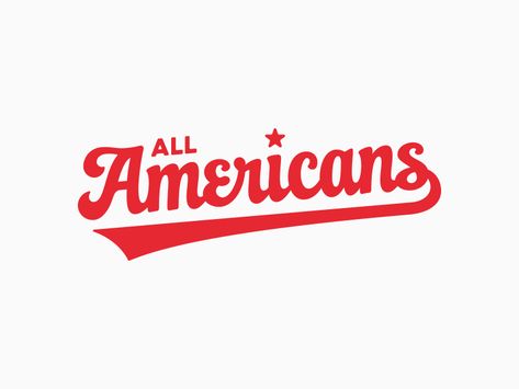 All Americans Script by Dan Fleming Patriotic Branding, Logotype Inspiration, Pool Club, American Logo, Americana Design, Casual Logo, Typographic Logo Design, Brush Script Fonts, Interior Designer Logo