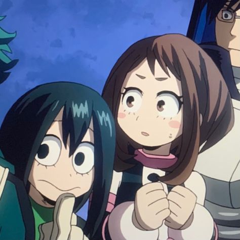 Ochako X Tsuyu, Tsuyu X Uraraka, Ochako And Tsuyu, Gf Aesthetic, Mha Icons, Raiders Fans, Remember Why You Started, Ochako Uraraka, Random Pictures